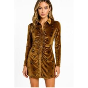 NWOT House of Harlow 1960 crushed velvet floral mini dress size small